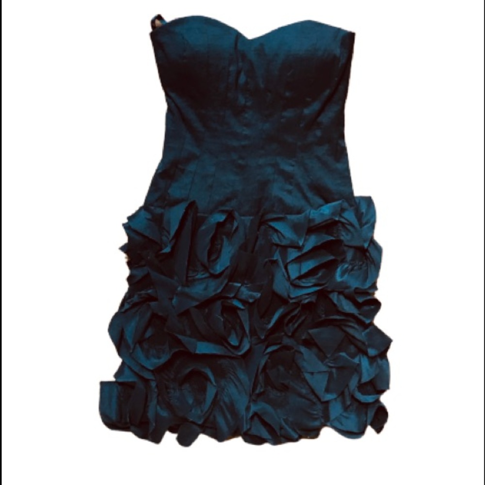 MAX & CLEO Black Strapless 3D Floral Dress